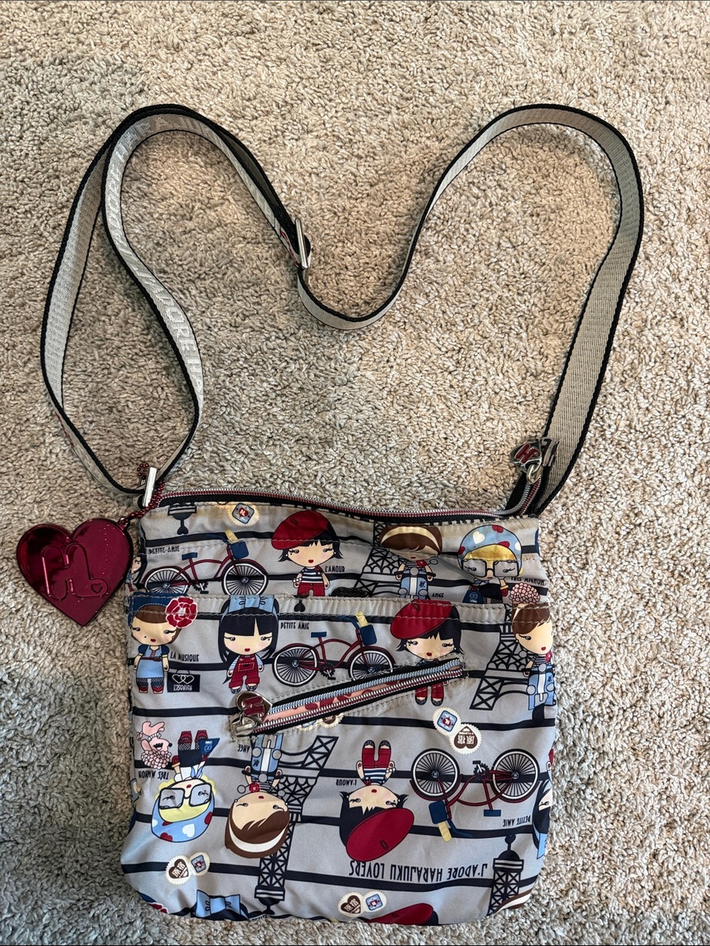 Harajuku Lovers Crossbody Bag in Red, Blue, Black, White